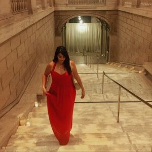 BCBG red evening gown